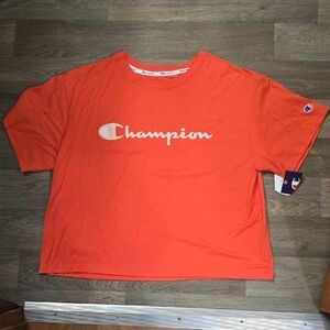 Champion Orange Cropped Logo Tee Sz 1X
